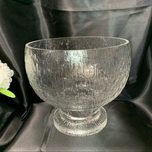 Glass Pedestal Heavy Weight Bowl Textured Exterior 7”H